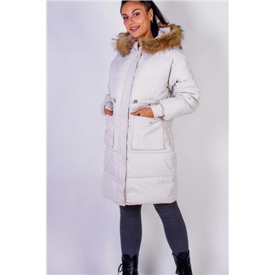 Зимняя удлиненная парка с капюшоном натуральный мех арт.617