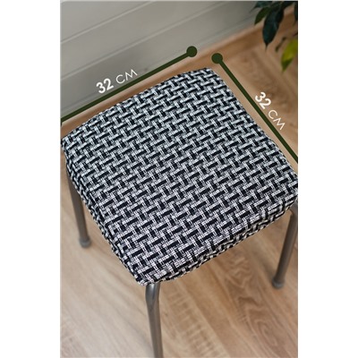 Набор сидушек на табурет 4 шт Плетенка черный