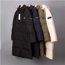 Мужской зимний пуховик средней длины с капюшоном из плотного и теплого белого утиного пуха СК