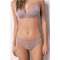 Tanga modal y encaje beige