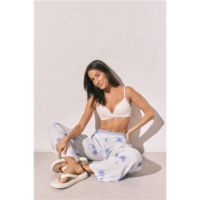Pantalón largo estampado rayas palmeras