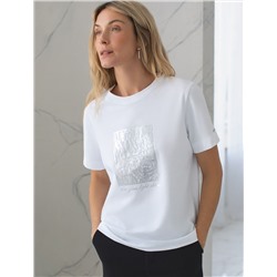 Футболка с авторским принтом из премиального хлопка с эластаном