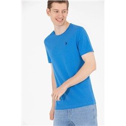 Erkek Saks Basic Bisiklet Yaka Tişört