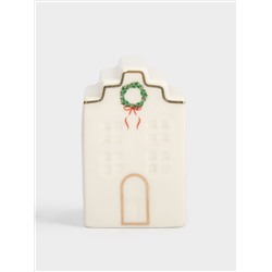 Емкость для соли или перца, 8 см, фарфор P, бело-золотистая, Дом с венком, Townlet