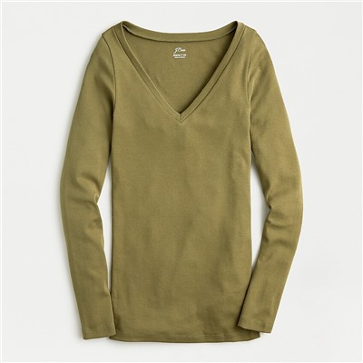 Slim perfect long-sleeve V-neck T-shirt Item AH208