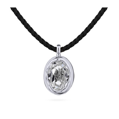 Колье-чокер Грация (кристаллы SW 14х10 белые; покрытие родий) 38-45см, Есть комплект