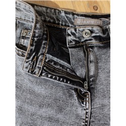 Прямые джинсы с декоративной стиркой из эластичного денима средней плотности