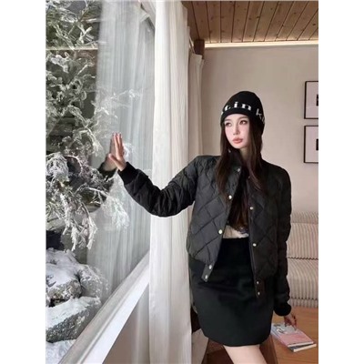 MaxMar* новый логотип с буквенной пуговицей и ромбовидной шотландкой, теплая куртка-пуховик с длинными рукавами из 90% белого утиного пуха, кремово-белый, черный, SML, [размер M; ширина плеч 44, обхват груди 114, длина рукава 61, длина одежды 55