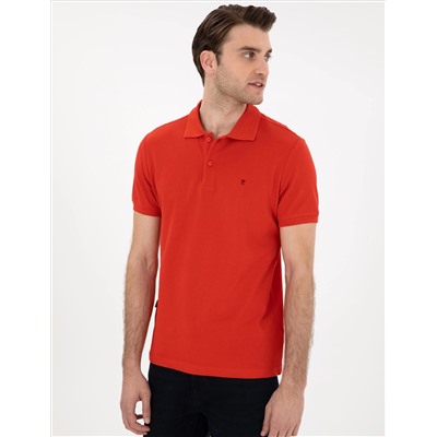 Kırmızı Slim Fit %100 Pamuk Polo Yaka Basic Tişört