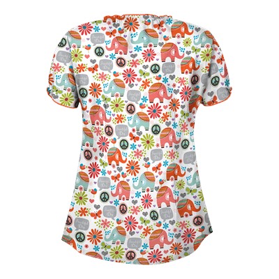 UA Beautiful Day Silver Print Scrub Top