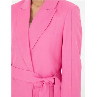 Pembe Keten Karışımlı Regular Fit Ceket