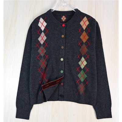 Женский вязаный кардиган из овечьей шерсти с геометрическим узором