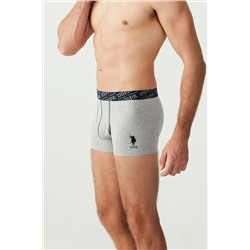 U.S. Polo Assn. USPA Baskılı, Pamuklu ve Likralı Erkek 3'lü Boxer Seti 80336