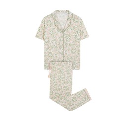 Pijama camisero algodón estampado rosa
