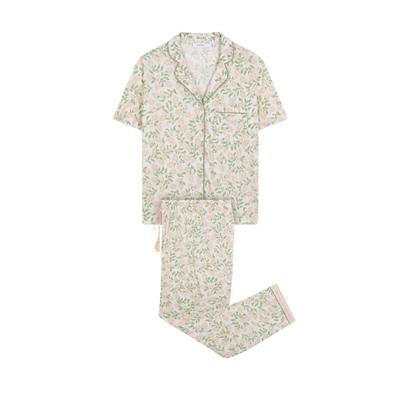 Pijama camisero algodón estampado rosa