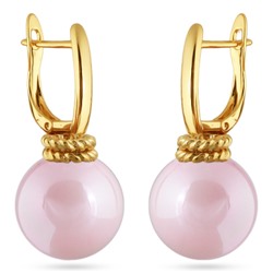 Серьги (Майорка 16мм розовая; покрытие золото), Есть комплект