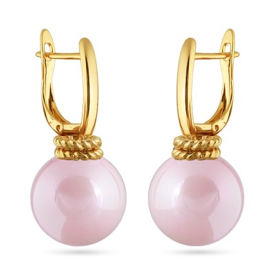 Серьги (Майорка 16мм розовая; покрытие золото), Есть комплект