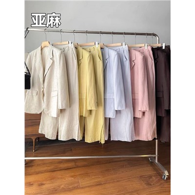 Женский льняной костюм пиджак + брюки (5 цветов) КО*С