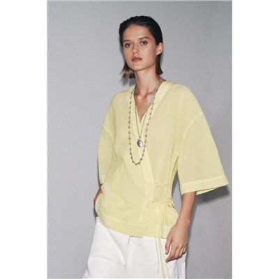 ZW COLLECTION STRIPED KIMONO WITH TIES