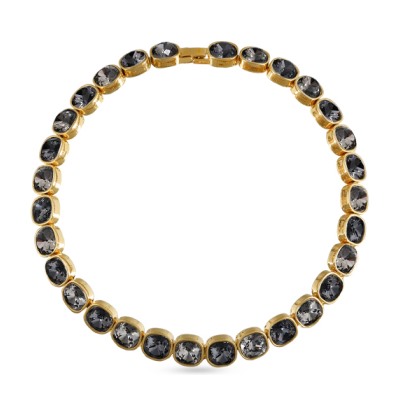 Колье Триумф (кристаллы SW серые, темно-серые 10мм; покрытие золото) 38-42см, Есть комплект