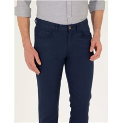 Lacivert Slim Fit Kanvas Pantolon