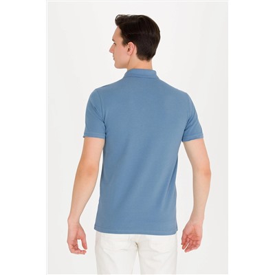Erkek İndigo Basic Polo Yaka Tişört