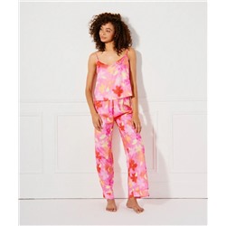Pantalón ancho con estampado de satén
