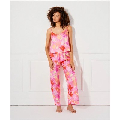 Pantalón ancho con estampado de satén