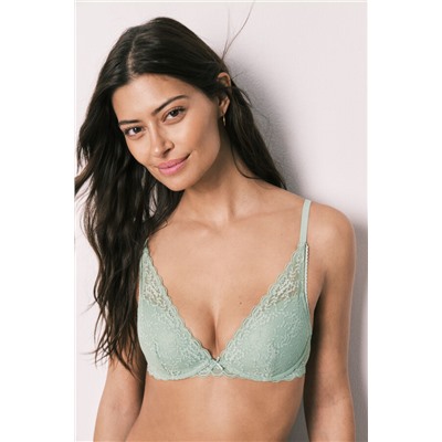 Sujetador halter relleno encaje verde INTUITIVE