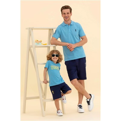 Erkek Turkuaz Basic Polo Yaka Tişört