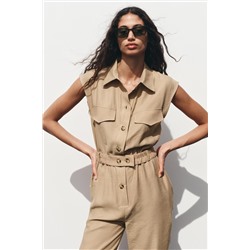 SLEEVELESS JUMPSUIT WITH BELT