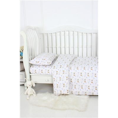 КПБ с простыней на резинке поплин арт. КПБП-ПР/гуси