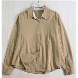 Женская удобная рубашка из стираного хлопка с отворотами