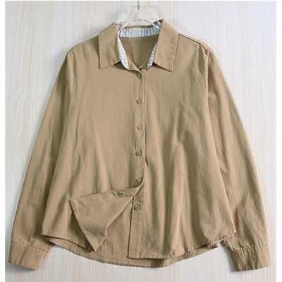 Женская удобная рубашка из стираного хлопка с отворотами