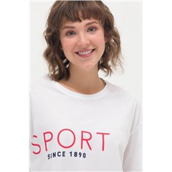 Kadın Beyaz Bisiklet Yaka Tişört