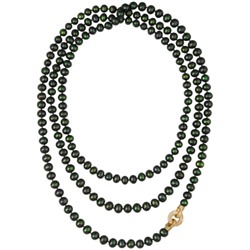 Колье (жемчуг зеленый 8-9мм, фианит; покрытие золото) 160см