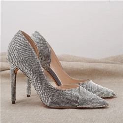 Ослепительные лодочки украшенные стразами на высоком каблуке - 10см. Экспорт