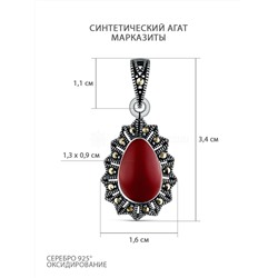 Подвеска из чернёного серебра с агатом и марказитами 925 пробы GAP3140ак