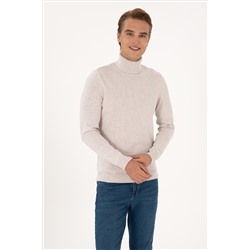 Erkek Slim Fit Boğazlı Yaka Taş Basic Kazak