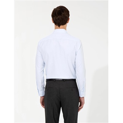 Açık Mavi Slim Fit Armürlü Gömlek