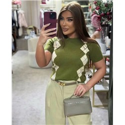 Miumi* новый высококачественный шерстяной свитер с короткими рукавами и короткими рукавами из 100% шерсти, зеленый, 36 38 40, [размер 36; ширина плеч 37, обхват груди 86, длина рукава 27, длина одежды 59]