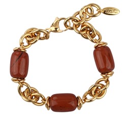 Браслет Терра (говлит терракотовый 13х18мм; покрытие золото) 17-22см, Есть комплект