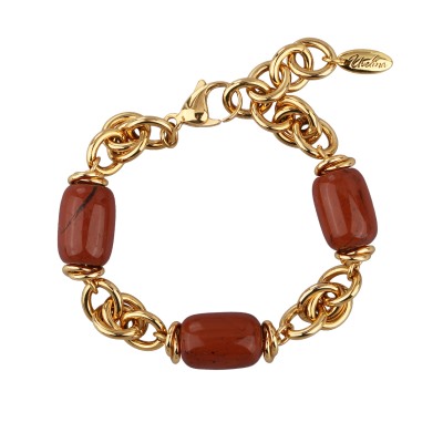 Браслет Терра (говлит терракотовый 13х18мм; покрытие золото) 17-22см, Есть комплект