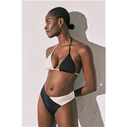 Top bikini triangular color block B&W