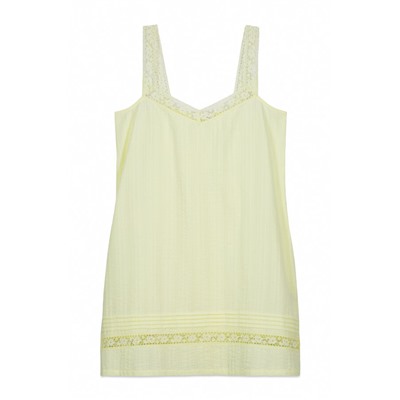 Camisón corto algodón encaje amarillo