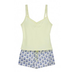 Pijama corto tirantes algodón amarillo