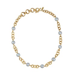 Колье Симбиоз (Майорка голубая 12мм; покрытие золото) 50-60см, Есть комплект
