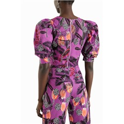 Blusa corta cremallera trasera