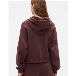 Relaxed Cropped Fleece Zip Hoodie