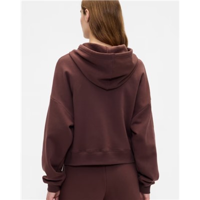 Relaxed Cropped Fleece Zip Hoodie